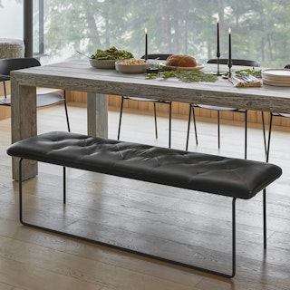 Level 61" Leather Bench - Bella Black