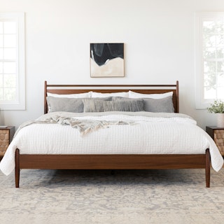 Lenia King Panel Bed - Walnut