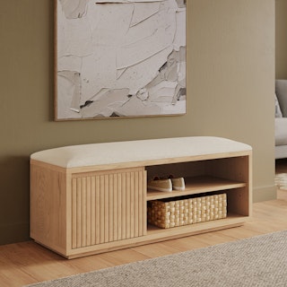 Kouva 47" Bench - Natural Oak and Santolina Gray
