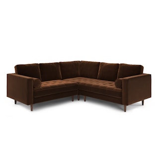 Sven 91" Velvet Tufted Corner Sectional - Plush Pacific Brown